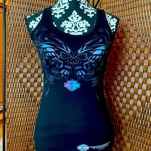 Harley Davidson black tank top with cutout in the back women’s size small